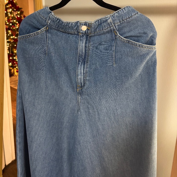 New Anthropologie Corset High Rise Baggy Culotte Jeans sz 33Tall Cropped Flared - Picture 9 of 15